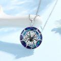 wholesale 925 Sterling Silver Blue Crystal Spider Web Pendant Necklace Gothic Halloween s for Women and Girls-0-2
