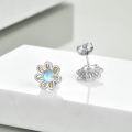 wholesale 925 Sterling Silver Blue Moonstone Daisy Stud Earrings Hypoallergenic Jewelry for Women-0-2
