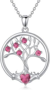 wholesale  Sterling Silver 12 Birthstone Tree of Life Pendant Necklace for Women -October