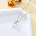 wholesale 925 Sterling Silver Crown Design with White Freshwater Pearl and Cubic Zirconia Pendant Necklace for Women-0-3