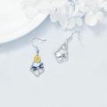 wholesale 925 Sterling Silver Blue Enamel Sunflower & Dragonfly Dangle Earrings for Women Girls Gifts 2 Long-0-2