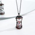 wholesale 925 Sterling Silver Hourglass Skull Red Stone Necklace Jewelry-0-1