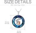 wholesale 925 Sterling Silver Blue Crystal Unicorn Pendant Necklace for Women-0-5