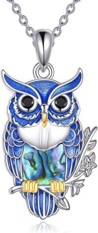 wholesale 925 Sterling Silver & Abalone Shell Owl Necklace - Wisdom Protection Intuition Jewelry Gift for Women-C:Owl (Abalone Shell)