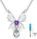wholesale 925 Sterling Silver Purple Crystal Angel Wings Cremation Jewelry Urn Keepsake Necklace-0-0