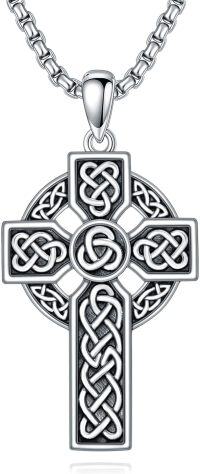 wholesale Silver Celtic Cross Pendant Necklace w 2 5mm Chain Men s Religious Amulet-C-style