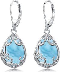 wholesale Sterling Silver Celtic Filigree Teardrop Earrings with Leverback for Women Mother s Day Gifts-Larimar