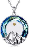 wholesale 925 Sterling Silver Round Blue Crystal Mountain Tree Pendant Necklaces for Women -0-0