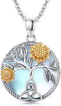 wholesale 925 Sterling Silver Tree of Life & Sunflowers Pendant Necklace for Women-0-0