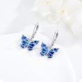 wholesale 925 Sterling Silver Blue Enamel Butterfly Drop Earrings-0-1