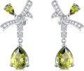 wholesale 925 Sterling Silver Olive Green Zircon Butterfly Bow Earrings for Women-0-0