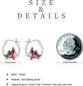 wholesale 925 Sterling Silver Cardinal Bird Red Enamel Branches Huggie Hoop Earrings-0-5