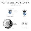 wholesale 925 Sterling Silver Crown Blue Heart Crystal Stud Earrings Oxidized Finish-0-9