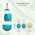 wholesale 925 Sterling Silver & Natural Turquoise Drop Earrings for Women, Elegant Gemstone Jewelry Gift-0-4