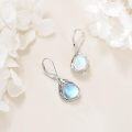 wholesale 925 Sterling Silver Blue Moonstone Celtic Clover Filigree Teardrop Dangle Leverback Earrings-0-4