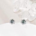wholesale 925 Sterling Silver Green Moss Agate Stud Earrings-0-2