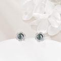 wholesale 925 Sterling Silver Green Moss Agate Stud Earrings-0-2