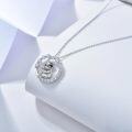 wholesale 925 Sterling Silver Cute Panda Moon Pendant Necklace with Cubic Zirconia Stones s for Women-0-3
