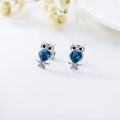 wholesale 925 Sterling Silver Owl Stud Earrings with Blue Austrian Crystals-0-1
