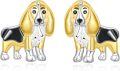 wholesale 925 Sterling Silver Gold and Black Basset Hound Dog Stud Earrings for Women - Pet Lover Gift-0-0