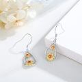 wholesale 925 Sterling Silver Flower Dangle Earrings Wholesale With Amber Gemstones-0-5