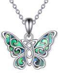 wholesale 925 Sterling Silver Abalone Shell Butterfly Pendant Necklace Celtic Knot  for Her-0-0