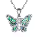 wholesale 925 Sterling Silver Abalone Shell Butterfly Pendant Necklace Celtic Knot  for Her-0-0