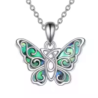 wholesale 925 Sterling Silver Abalone Shell Butterfly Pendant Necklace Celtic Knot  for Her-Butterfly Abalone