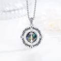wholesale 925 Sterling Silver Nautical Compass Anchor with Abalone Shell Pendant Necklace -0-1