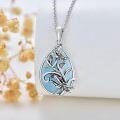 wholesale 925 Sterling Silver Teardrop Turquoise Flower Pendant with Chain for Women (18+2)-0-1