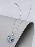 wholesale 925 Sterling Silver Blue Crystal Dragonfly Pendant Necklaces - Romantic Gift for Her-0-3