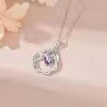 TOUPOP Sterling Silver Heart Birthstone Pendant Necklace Gift for Women-0-3