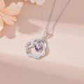 TOUPOP Sterling Silver Heart Birthstone Pendant Necklace Gift for Women-0-3
