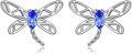 wholesale 925 Sterling Silver Blue Crystal Dragonfly Stud Earrings - Halloween  for Her-0-0