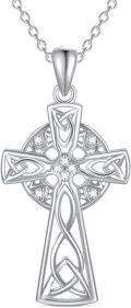 wholesale Gold 925 Sterling Silver Natural Cubic Zirconia Celtic Cross Irish Knot Pendant Necklace-0-12