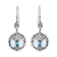 wholesale 925 Sterling Silver Celtic Knot Tree Of Life Earrings Wholesale With Green Malachite And Blue Crystal-Opal