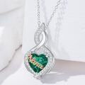 wholesale 925 Sterling Silver Heart-Shaped Nana Pendant Necklace with Green Crystal and Cubic Zirconia Stones for Grandmother Gifts-0-1