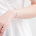 wholesale 925 Sterling Silver Metal Fearless Freshwater Pearl Faith Cross Bracelet for Women - Dainty Double Chain Christian-0-2