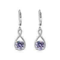 wholesale 925 Sterling Silver Birthstone Threader Earrings Infinity Long Chain Drop Pull Through 12 Stone Birthday Jewelry Gifts for Women-6-June-Alexandrite