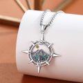 wholesale 925 Sterling Silver Compass Pendant with Turquoise Stone and Mountain Design - Nature-Inspired Jewelry for Women & Men -0-1