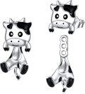 wholesale 925 Sterling Silver Cow Animal Stud Earrings for Women - Cute Cartoon Style -0-0