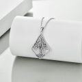 wholesale 925 Sterling Silver Celtic Knot Tree of Life Pendant Necklace with Triangle Shape and Leaf Design-0-2
