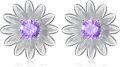 wholesale 925 Sterling Silver Purple Crystal Daisy Flower Stud Earrings for Women Girls Mom Gift-0-0