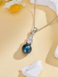 wholesale Sterling Silver Black Pearl Moissanite Necklace for Women-0-3