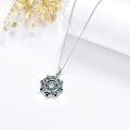 wholesale 925 Sterling Silver Sun Face Pendant Necklaces with Abalone Shell Inlay and Black Beads for Women/Men-0-2
