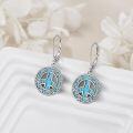 wholesale 925 Sterling Silver Turquoise Stone Celtic Peace Sign Drop Earrings for Women Girls Gift Idea-0-2