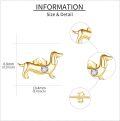 wholesale 14K Yellow Gold Wiener Dog Stud Earrings with Diamond Accents - Gifts for Women-0-2