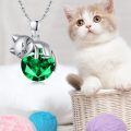 wholesale 925 Sterling Silver Cat Mom Baby Sleeping With Yellow Crystal Pendant Necklace-0-67