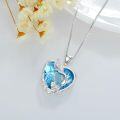 wholesale 925 Sterling Silver Heart Pendant Necklaces with Blue Stone and Angel Wings s for Women Girls-0-2