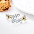 wholesale 925 Sterling Silver Honeycomb Bee Ear Crawler Studs for Women Girls Gifts-0-4